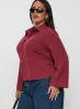 Anni Pinstripe Shirt Red Curve sold by Princess Polly