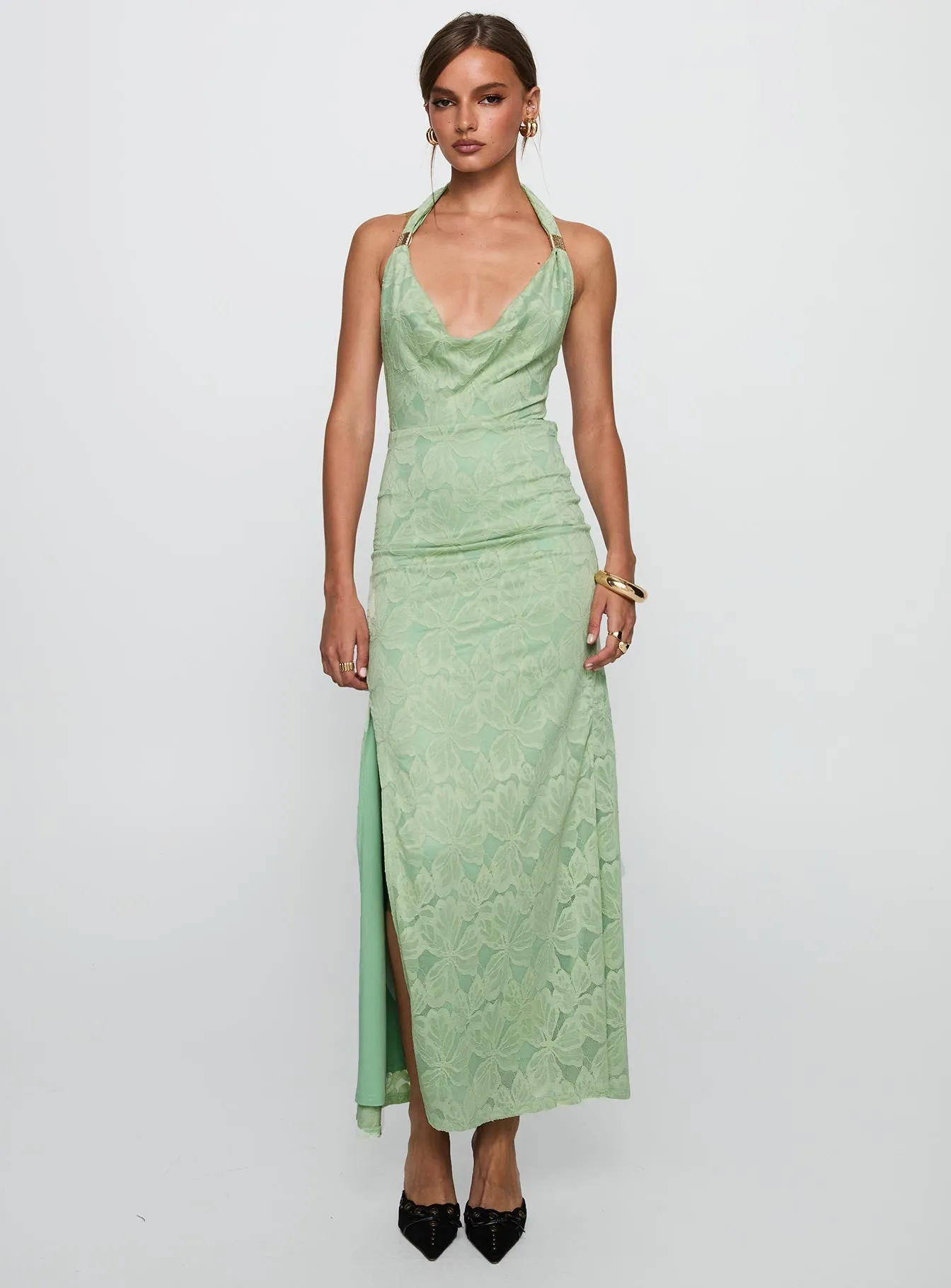 Starfall Halter Maxi Dress Sage sold by Princess Polly product image thumbnail 2
