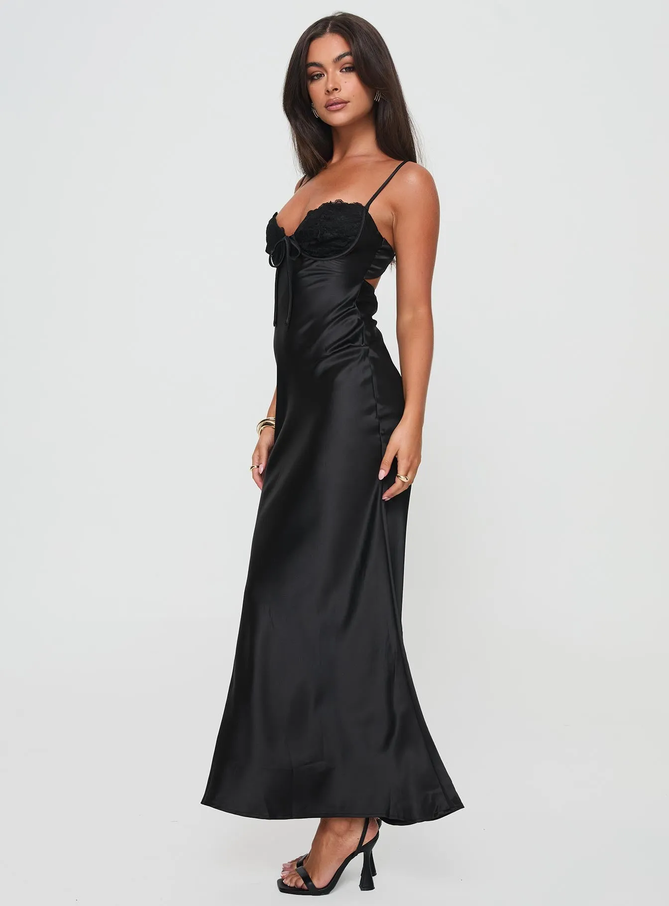 Fadyen Bias Cut Maxi Dress Black Tall sold by Princess Polly product image thumbnail 3