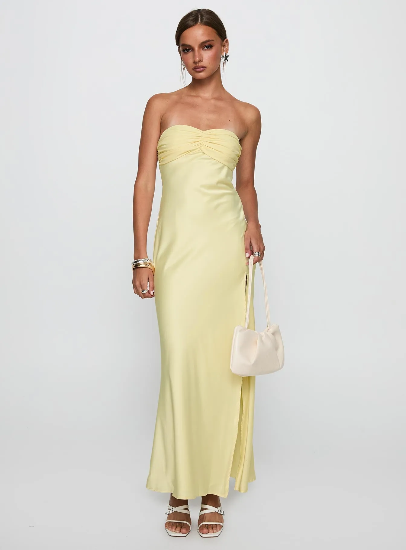 Chevalier Strapless Maxi Dress Lemon sold by Princess Polly product image thumbnail 2
