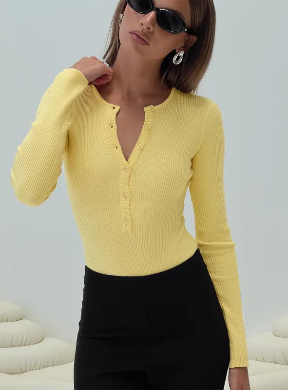 Kerra Long Sleeve Bodysuit Lemon sold by Princess Polly