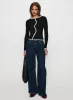 Bring Me Closer Button Up Long Sleeve Top Black / White sold by Princess Polly