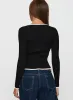 Bring Me Closer Button Up Long Sleeve Top Black / White sold by Princess Polly