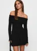 Field Of Dreams Long Sleeve Mini Dress Onyx sold by Princess Polly
