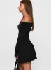 Field Of Dreams Long Sleeve Mini Dress Onyx sold by Princess Polly