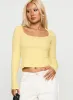 Baseline Rib Long Sleeve Top Yellow sold by Princess Polly