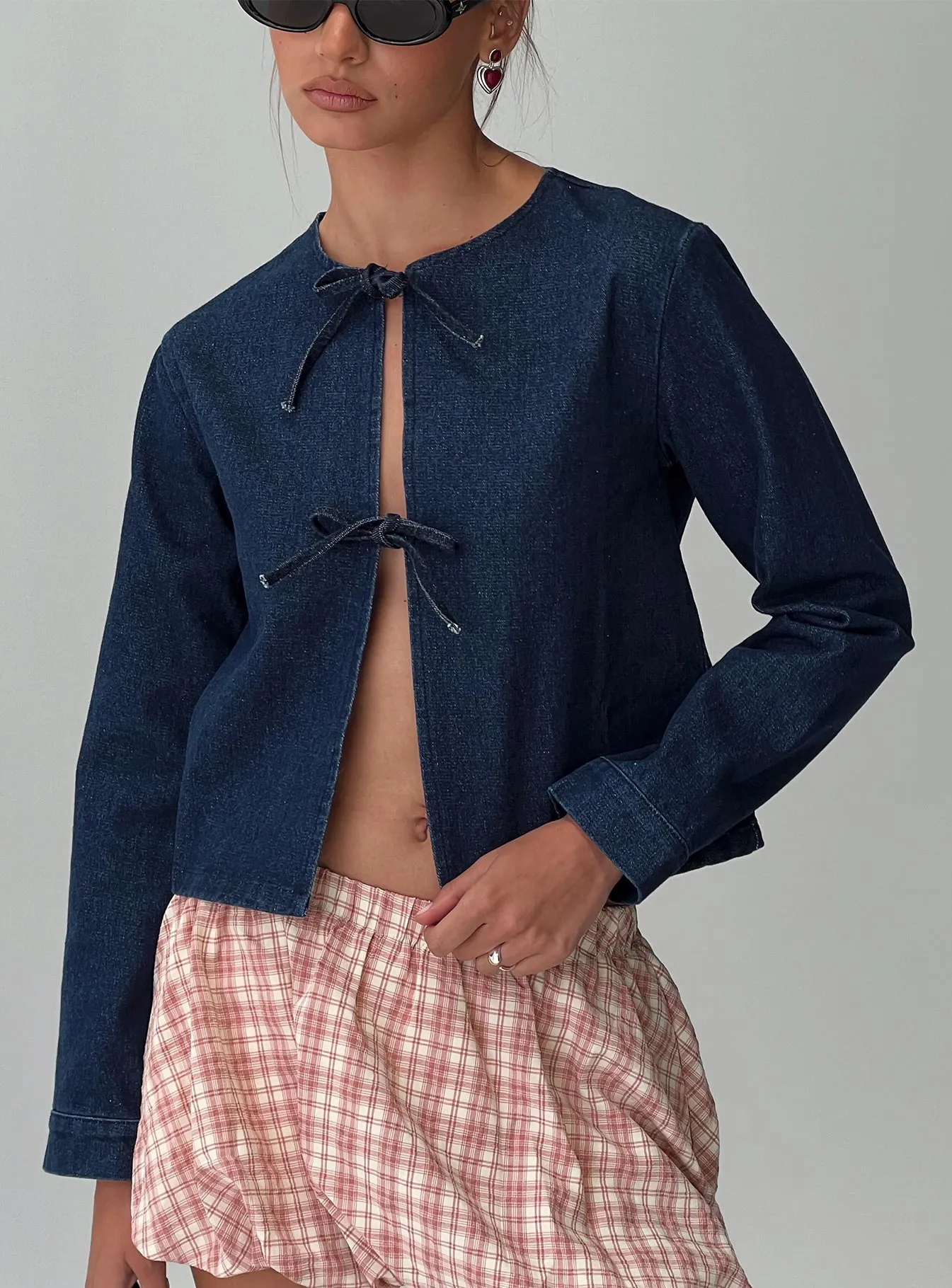 Never Alone Tie Detail Jacket Denim sold by Princess Polly