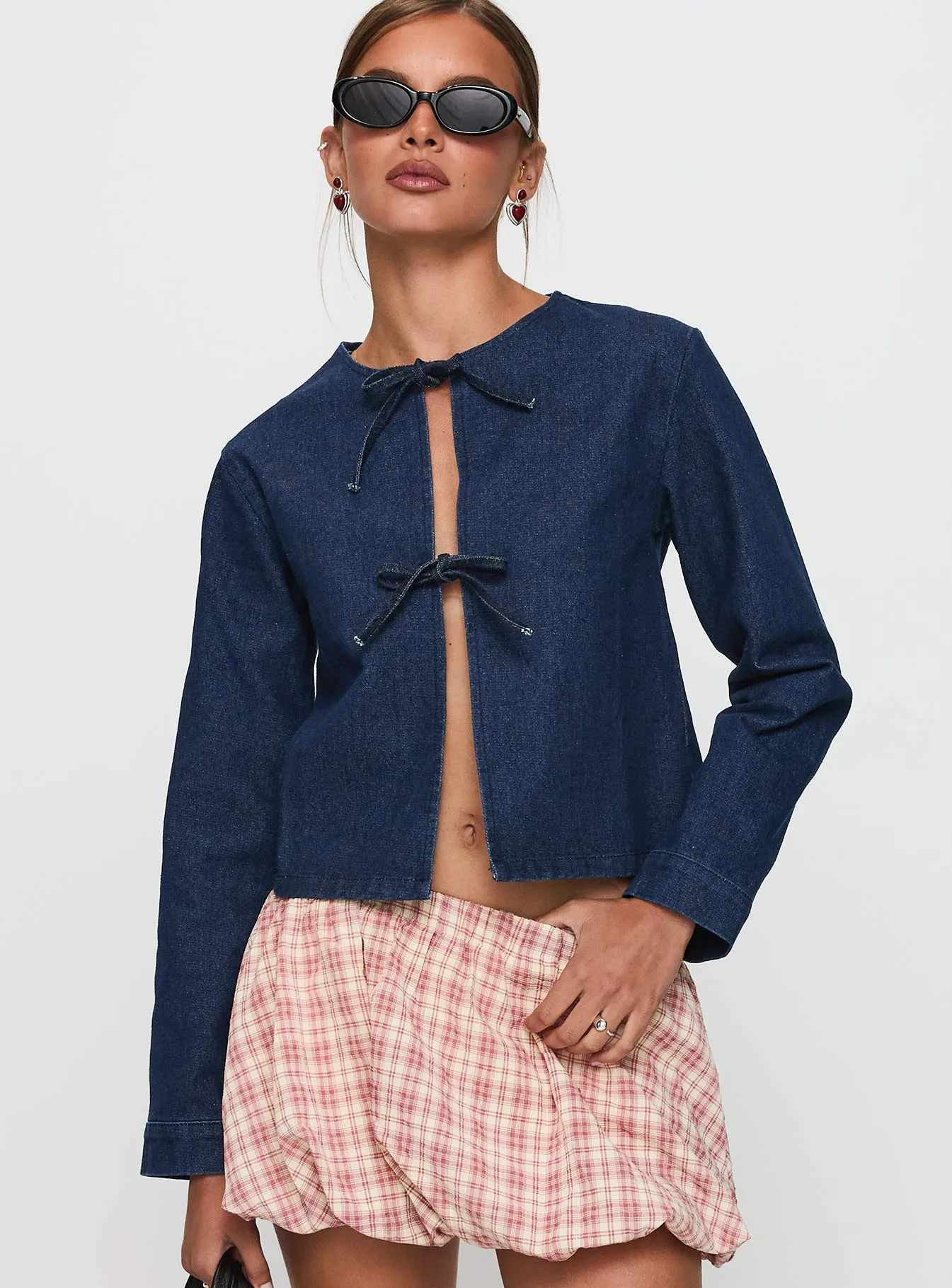 Never Alone Tie Detail Jacket Denim sold by Princess Polly product image thumbnail 2