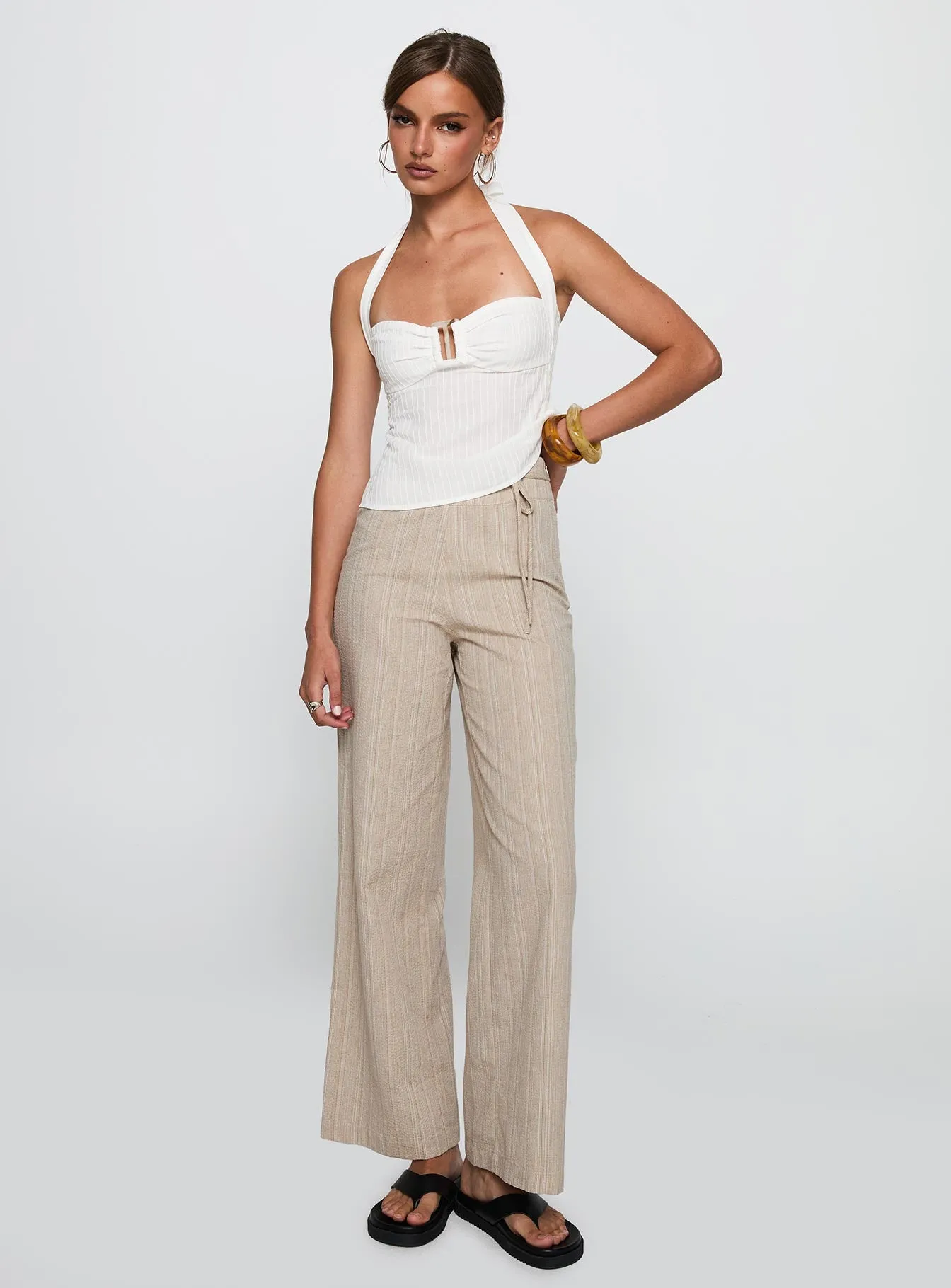 Rush Hours Tie Up Pants Beige sold by Princess Polly product image thumbnail 3
