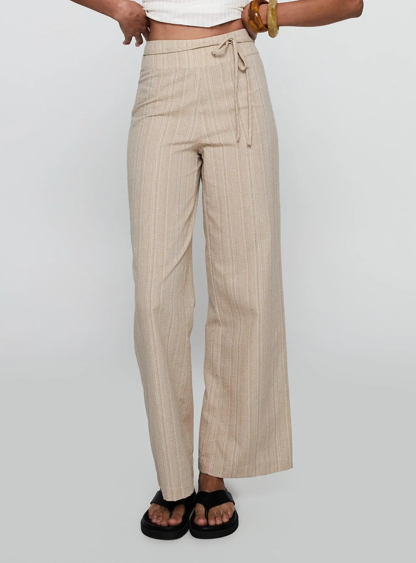 Rush Hours Tie Up Pants Beige sold by Princess Polly product image thumbnail 2