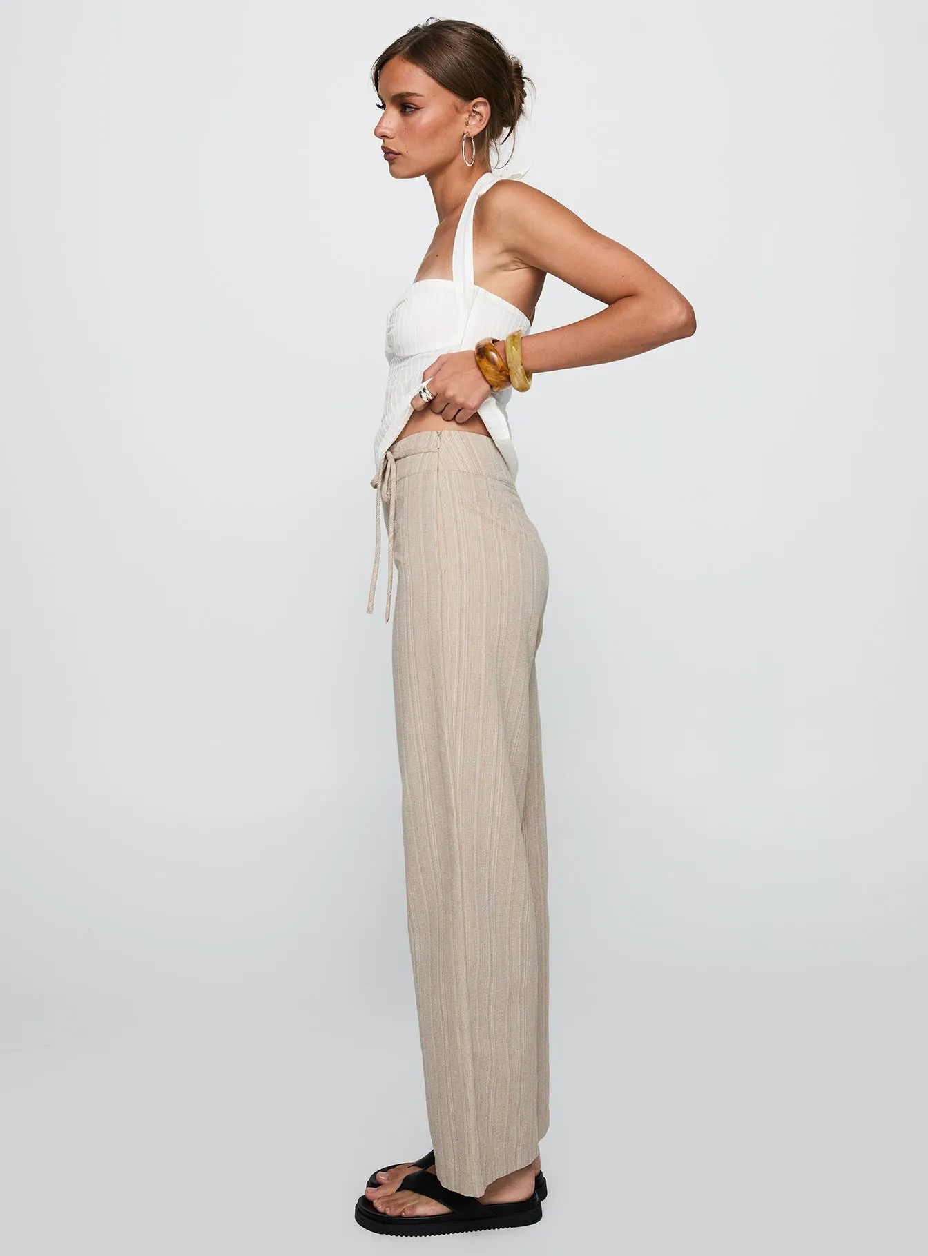 Rush Hours Tie Up Pants Beige sold by Princess Polly product image thumbnail 4