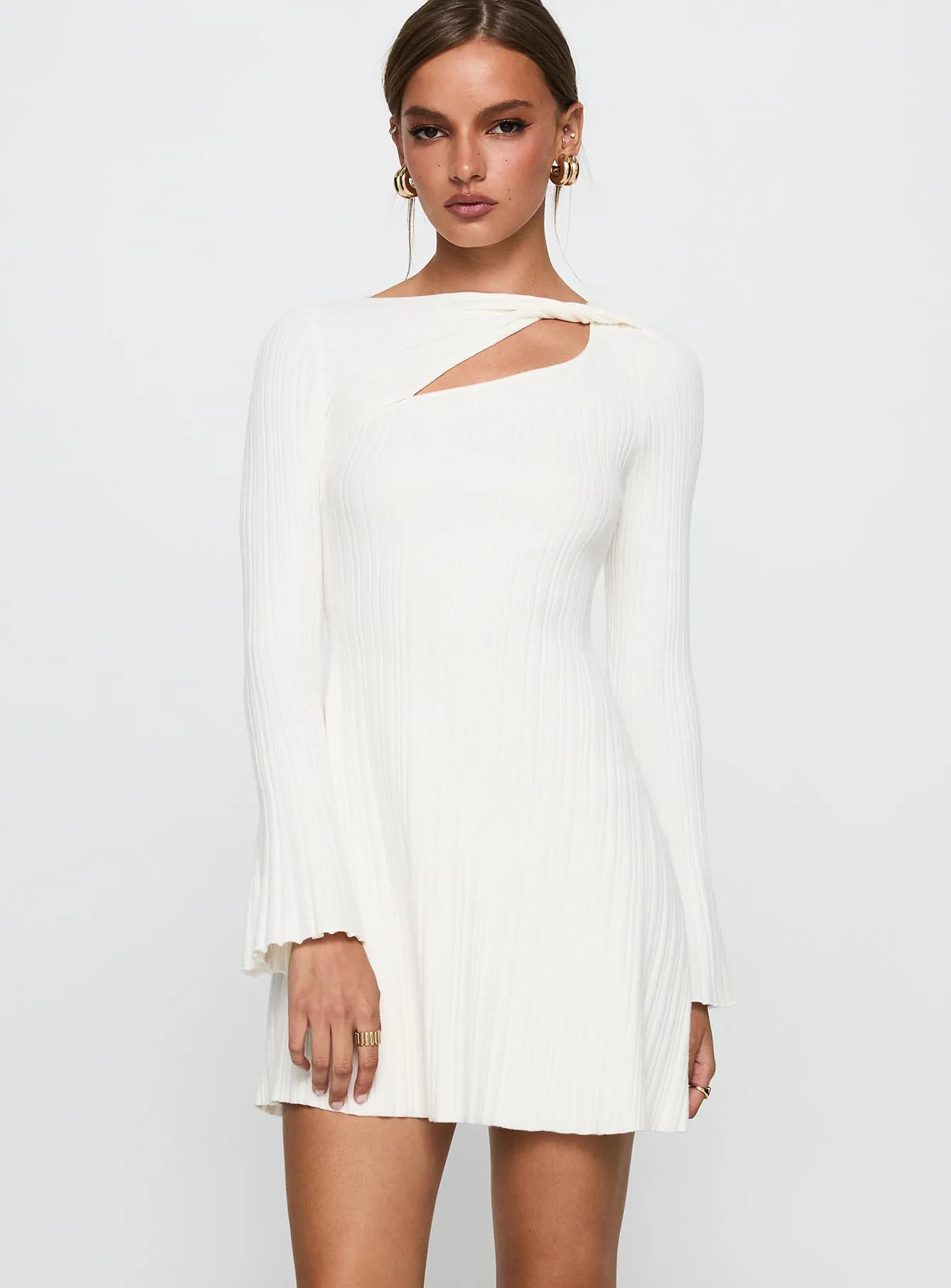 Terraces Long Sleeve Mini Dress White sold by Princess Polly product image thumbnail 2