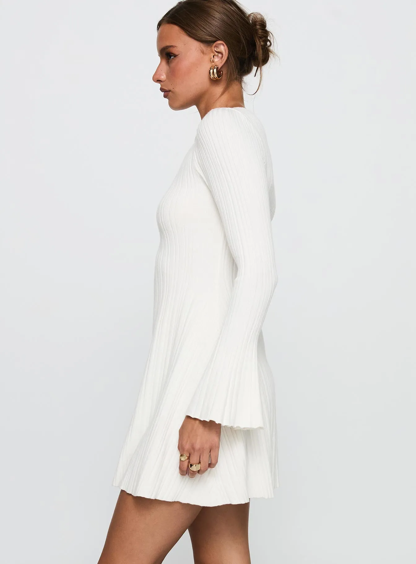 Terraces Long Sleeve Mini Dress White sold by Princess Polly product image thumbnail 4