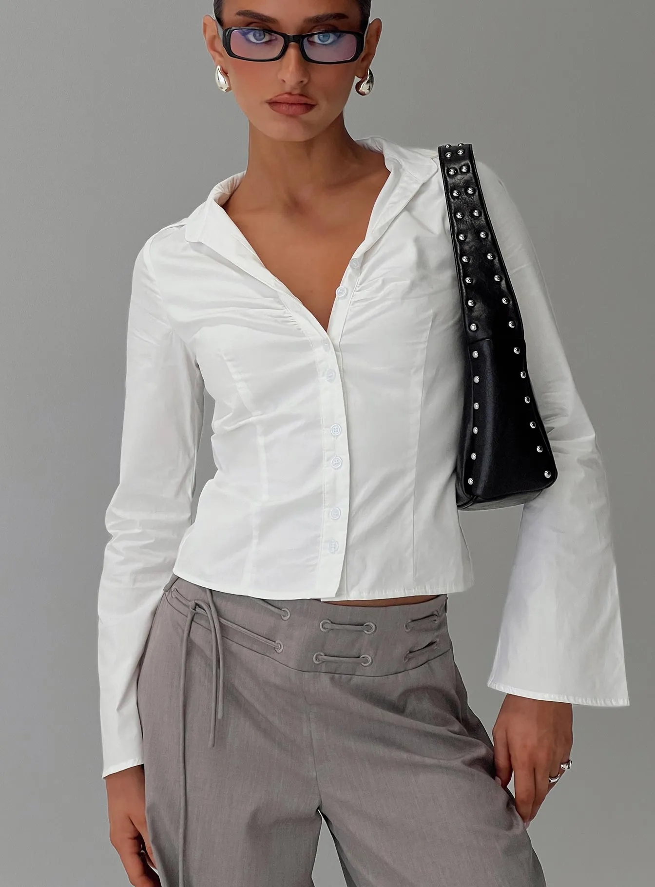 Arianwyn Long Sleeve Shirt White sold by Princess Polly