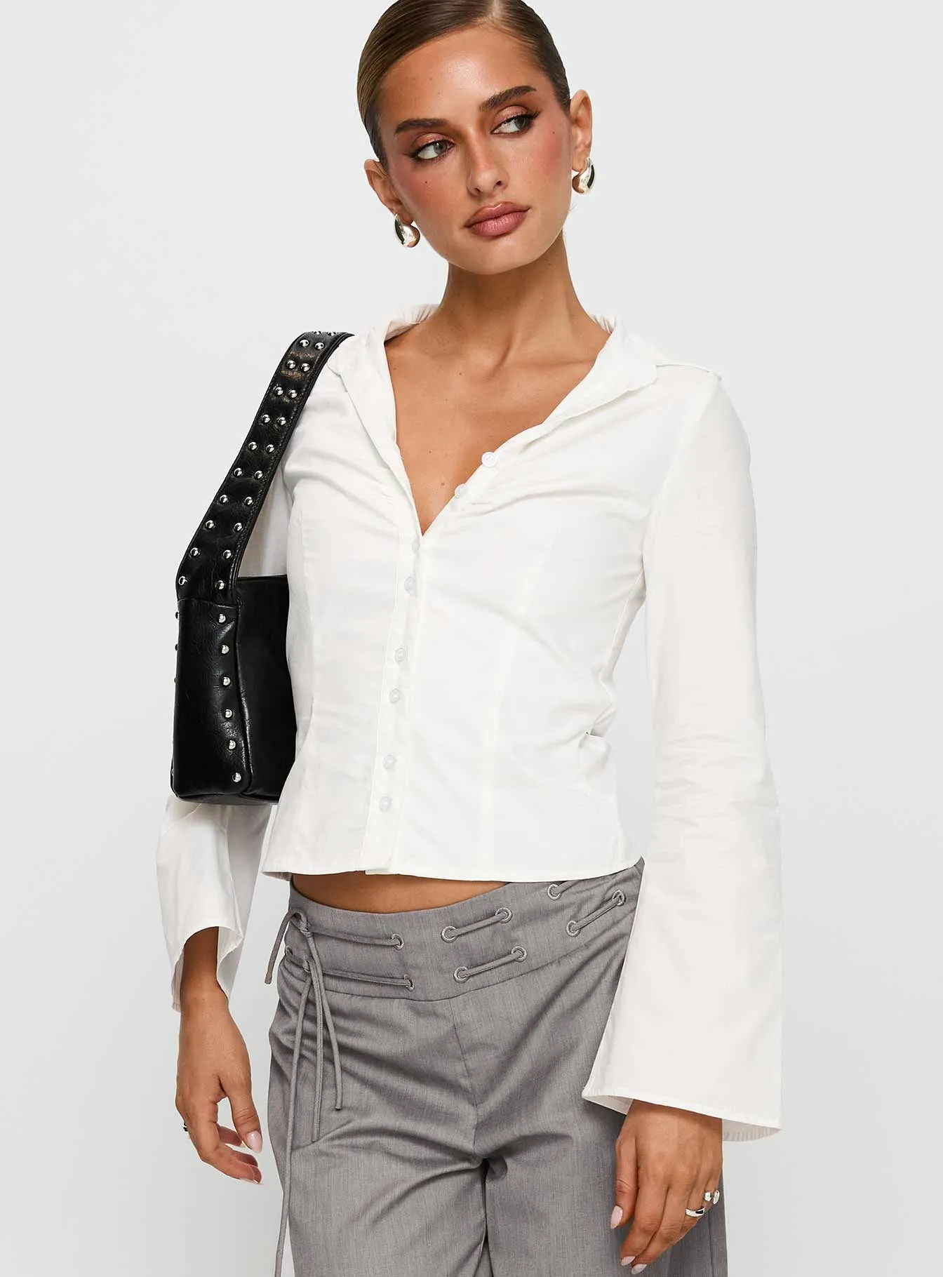 Arianwyn Long Sleeve Shirt White sold by Princess Polly product image thumbnail 2