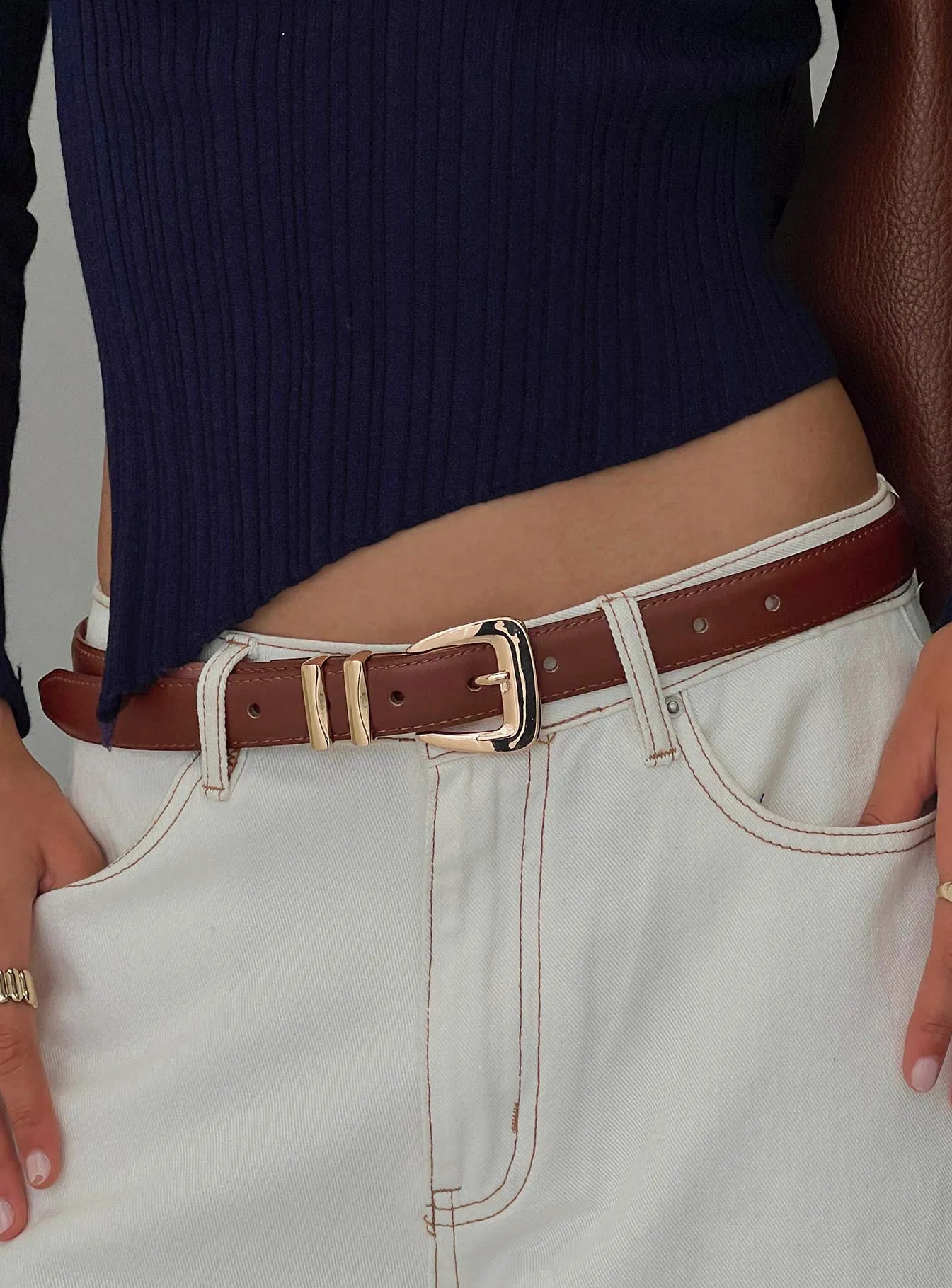 Secret Moments Belt Brown / Gold sold by Princess Polly