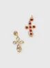 Oakwood Cross Earrings Gold / Red sold by Princess Polly