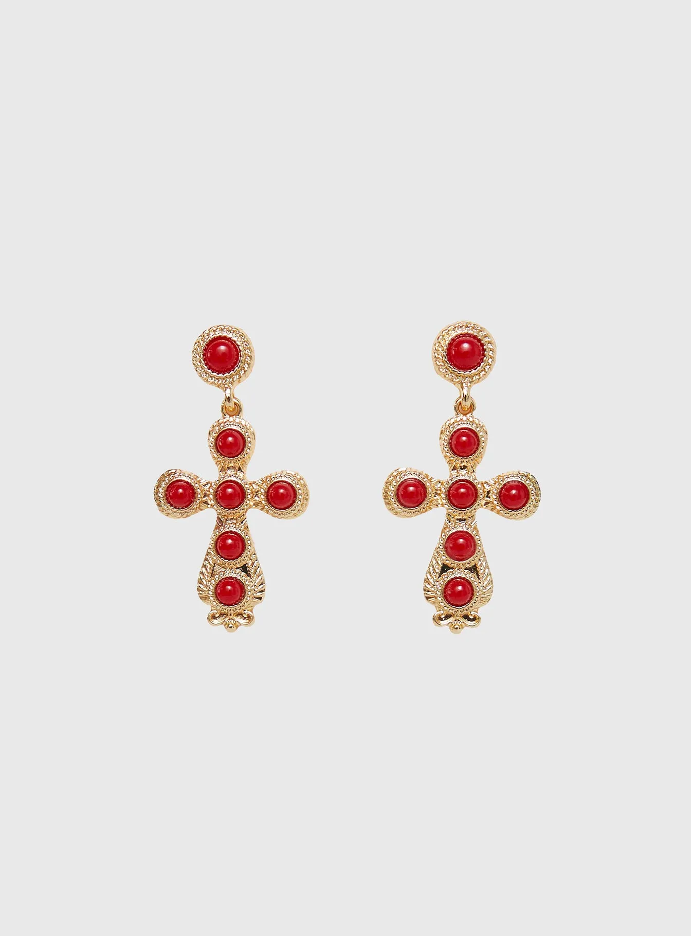 Oakwood Cross Earrings Gold / Red sold by Princess Polly product image thumbnail 2