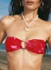 Macs Bandeau Bikini Top Red Floral sold by Princess Polly