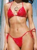 Jenner Tie Side Ruched Bikini Bottom Red Floral sold by Princess Polly