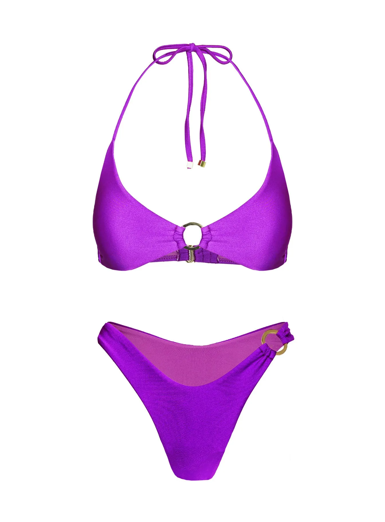Athia Halter Shine Bikini Top Purple sold by Princess Polly product image thumbnail 5