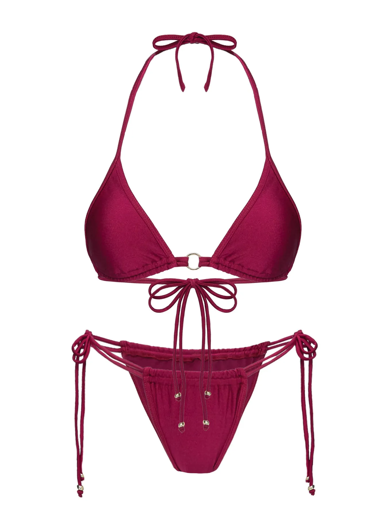 Nayeli Tie Side Bikini Bottoms Burgundy sold by Princess Polly product image thumbnail 5