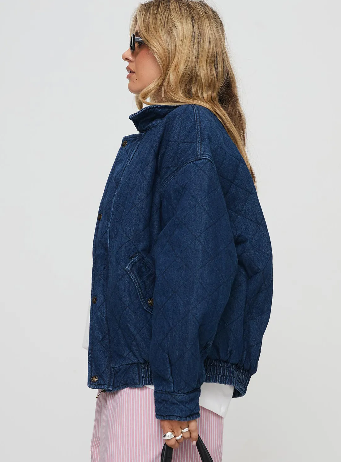 Kenny Bomber Jacket Dark Denim sold by Princess Polly product image thumbnail 4
