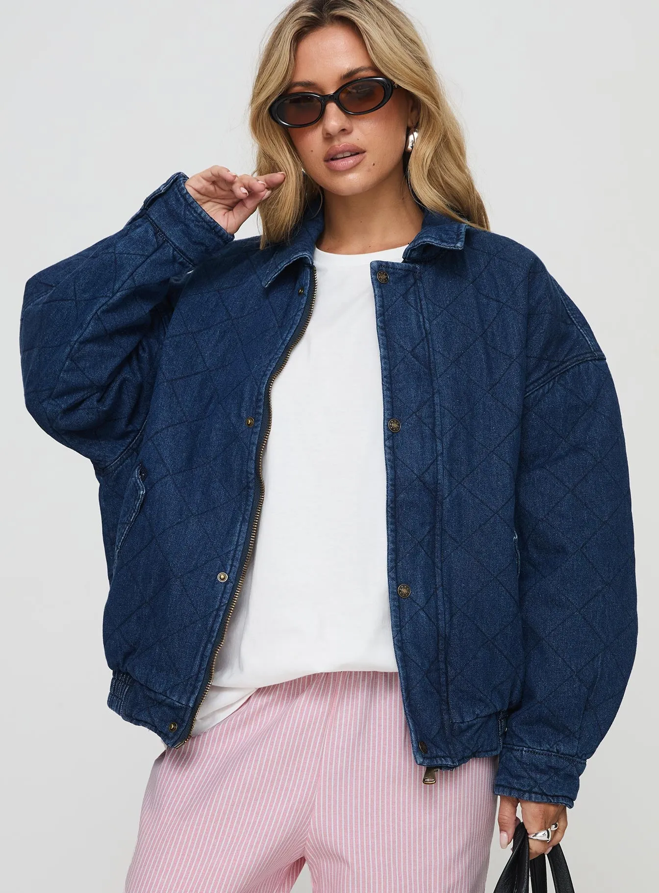 Kenny Bomber Jacket Dark Denim sold by Princess Polly product image thumbnail 2