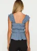 Scouts Honour Shirred Top Blue / White sold by Princess Polly