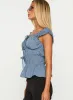 Scouts Honour Shirred Top Blue / White sold by Princess Polly