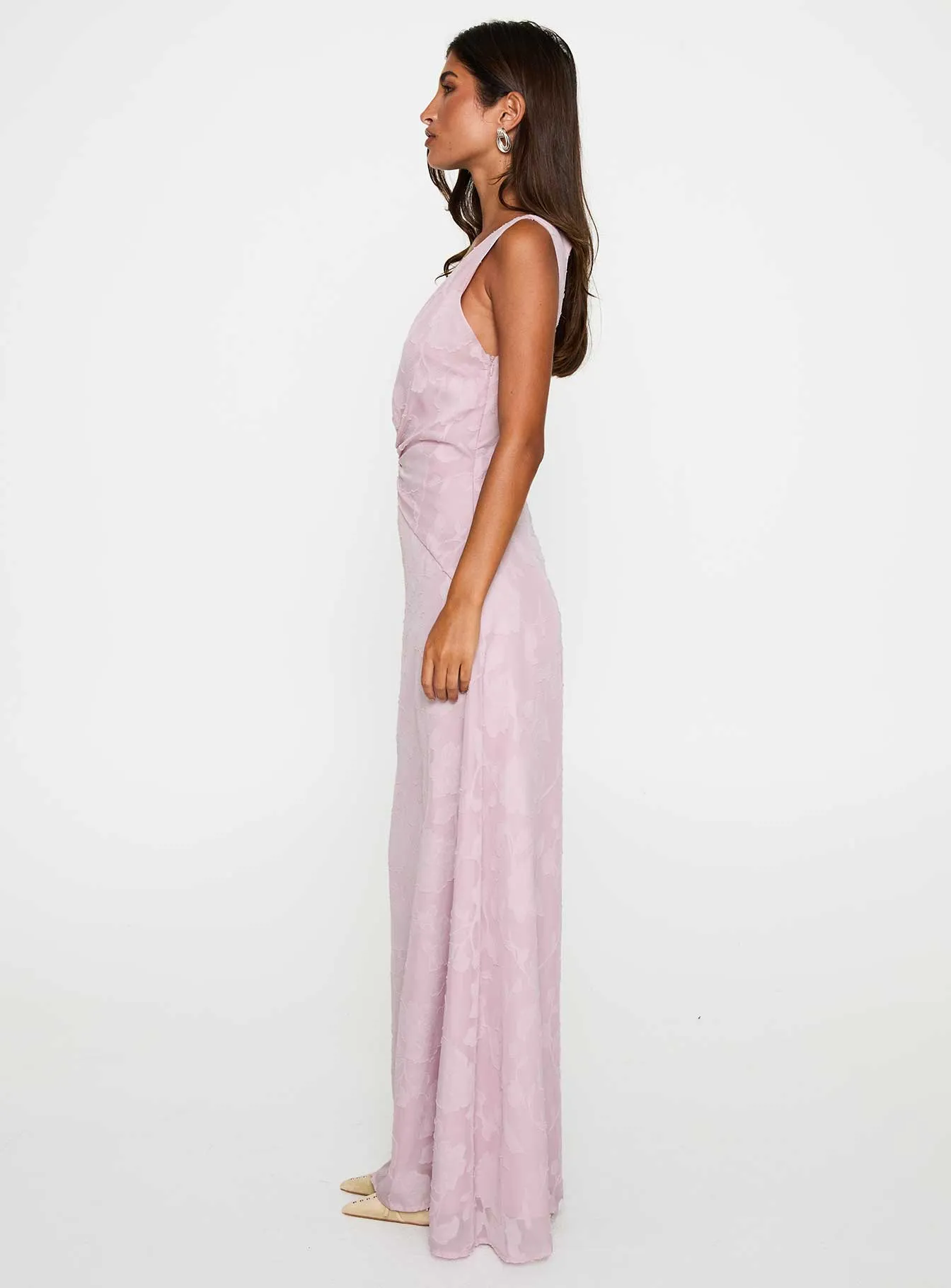 Frederica Plunge Burnout Maxi Dress Mauve sold by Princess Polly product image thumbnail 4