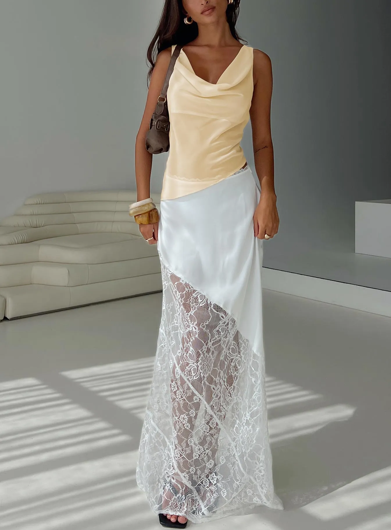 Castelli Lace Maxi Skirt White sold by Princess Polly