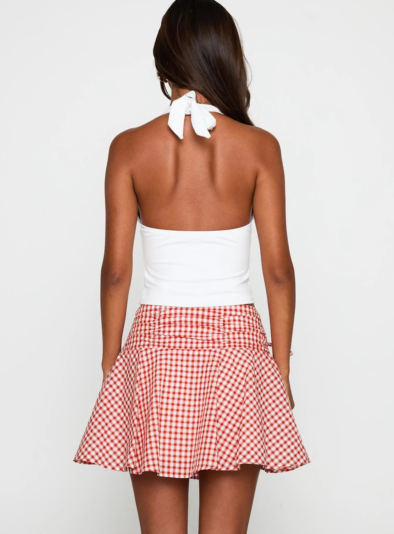Sweet Verona Ruched Mini Skirt Red Check sold by Princess Polly product image thumbnail 5