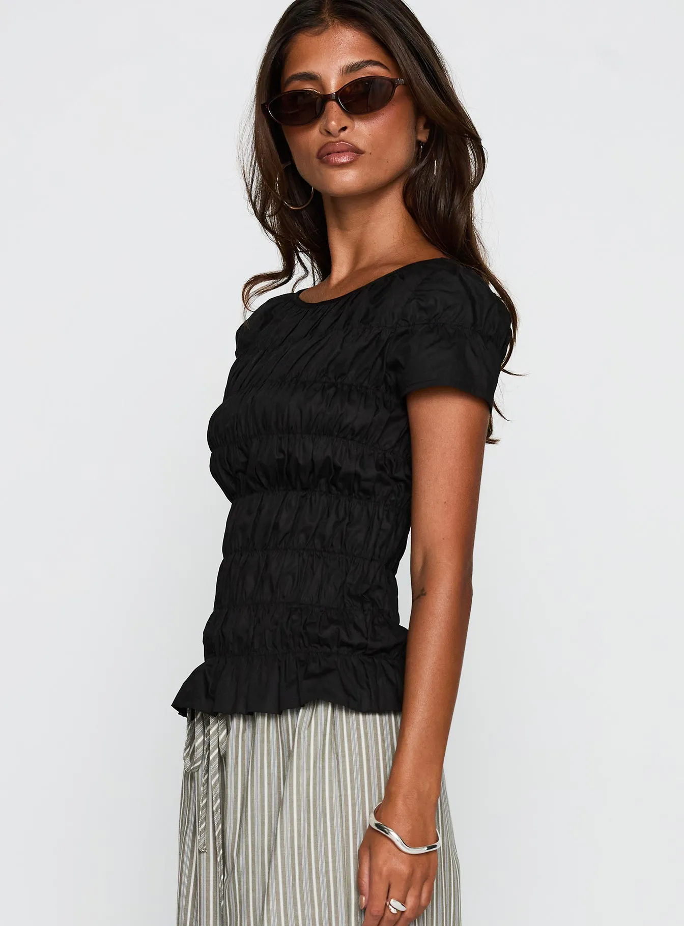 Spoiler Alert Ruched Top Black sold by Princess Polly product image thumbnail 4