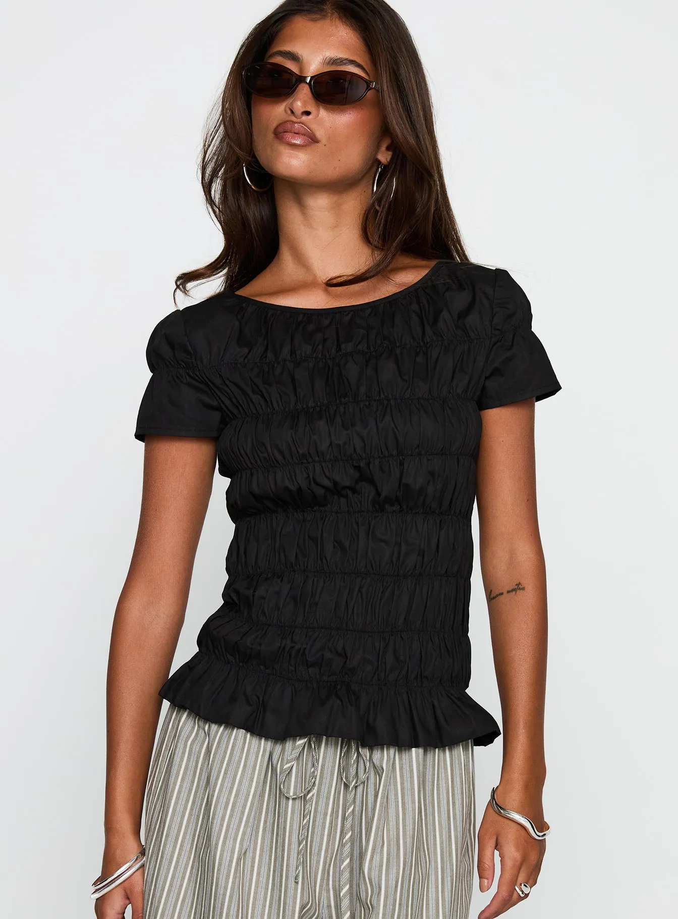 Spoiler Alert Ruched Top Black sold by Princess Polly product image thumbnail 2