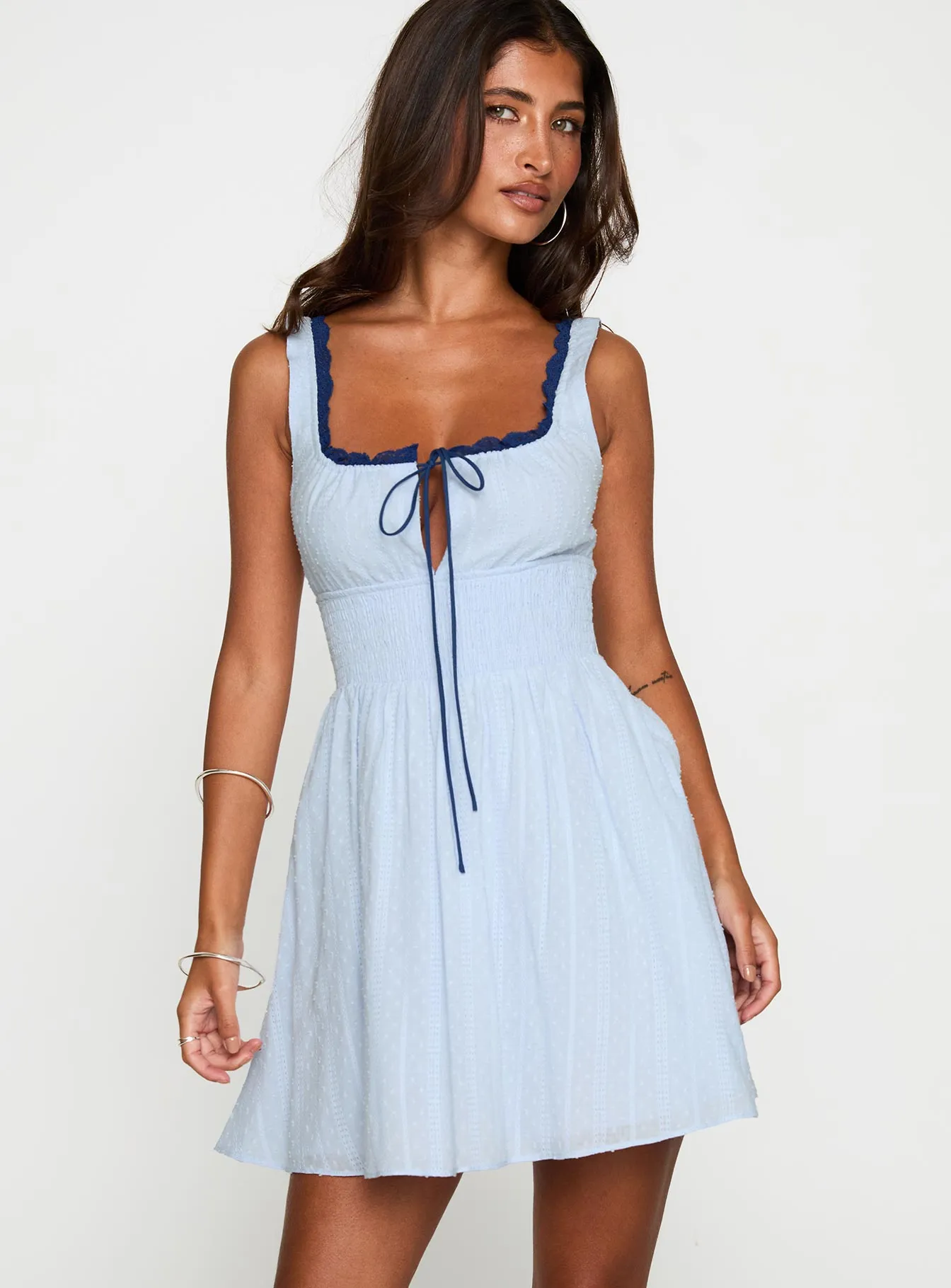 Natilda Mini Dress Blue sold by Princess Polly