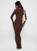 Gyselle Long Sleeve Maxi Dress Brown sold by Princess Polly
