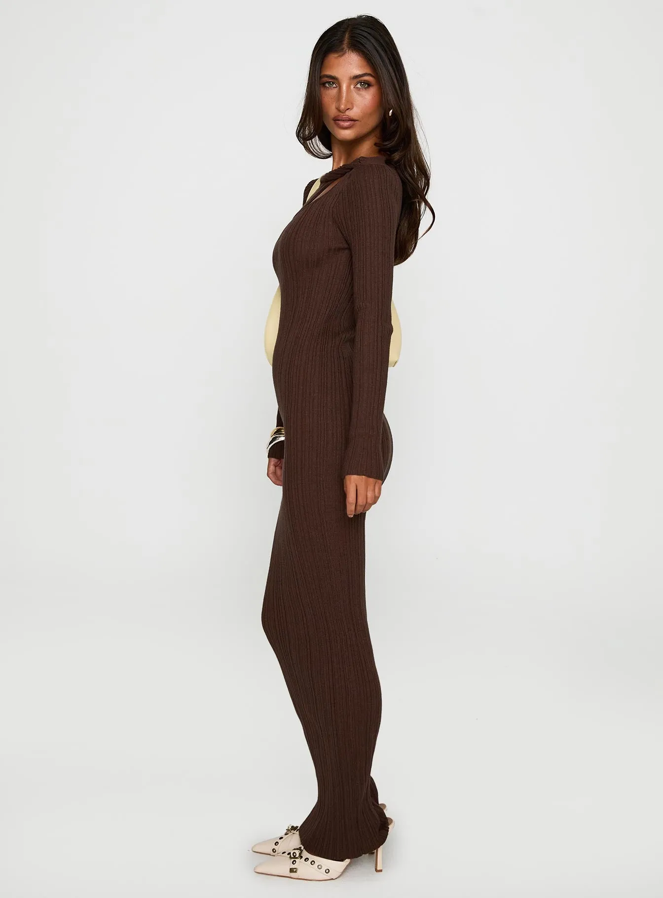 Gyselle Long Sleeve Maxi Dress Brown sold by Princess Polly product image thumbnail 3