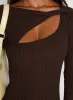 Gyselle Long Sleeve Maxi Dress Brown sold by Princess Polly