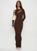 Gyselle Long Sleeve Maxi Dress Brown sold by Princess Polly