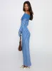 Mariska Long Sleeve Rib Maxi Dress Blue sold by Princess Polly