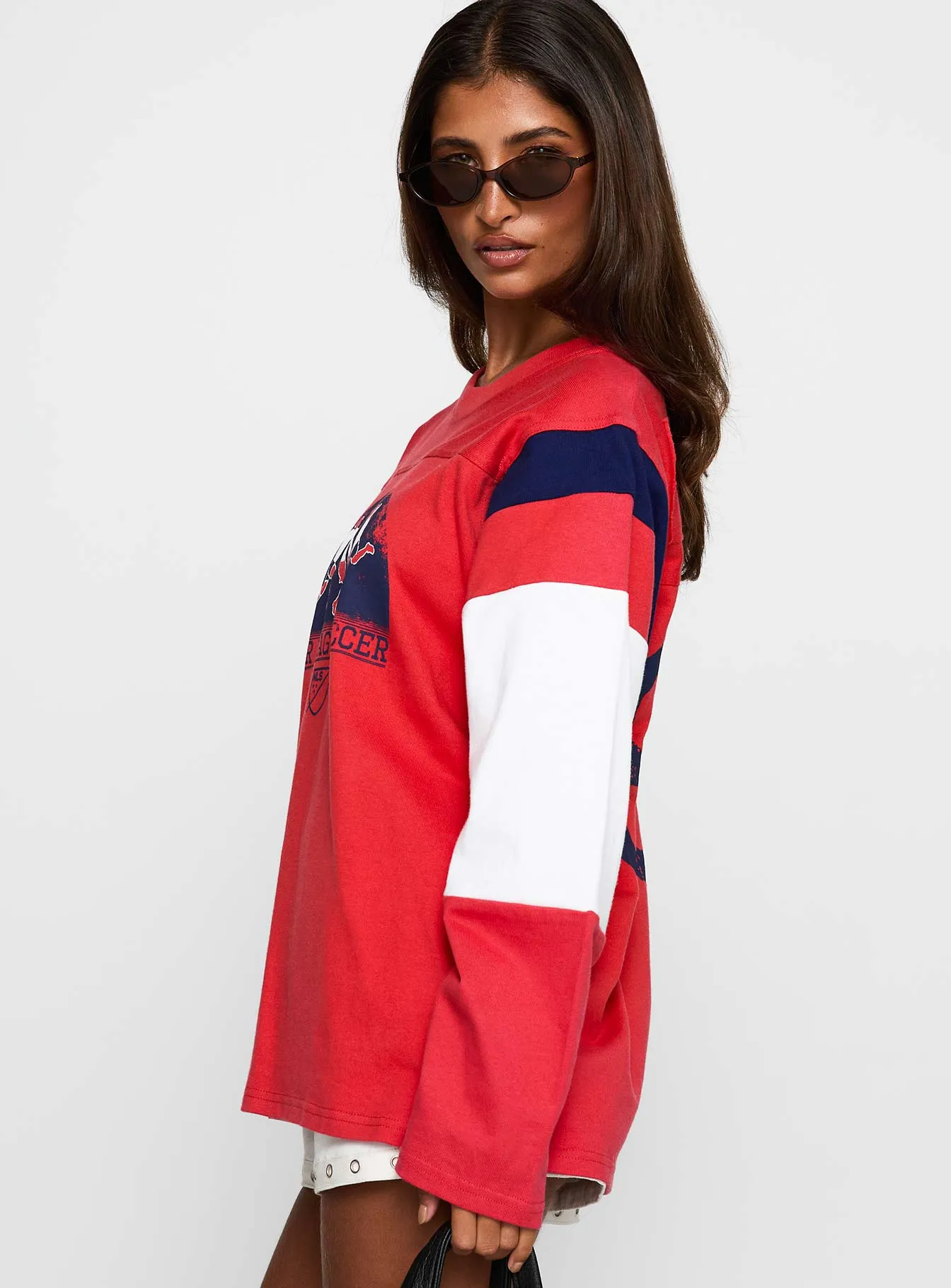 MLS 96 Retro Oversized Long Sleeve Top Red sold by Princess Polly product image thumbnail 4