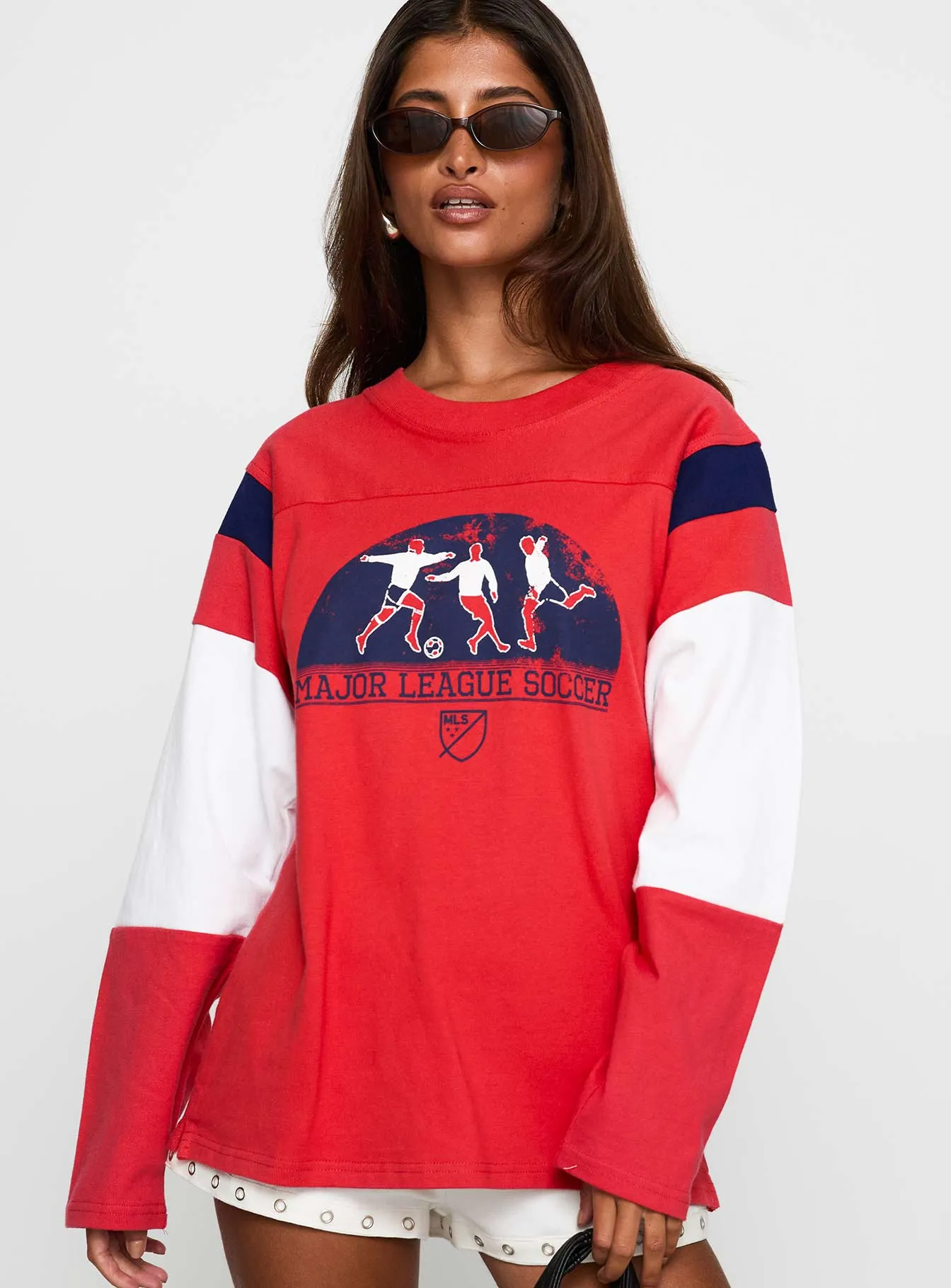 MLS 96 Retro Oversized Long Sleeve Top Red sold by Princess Polly product image thumbnail 2
