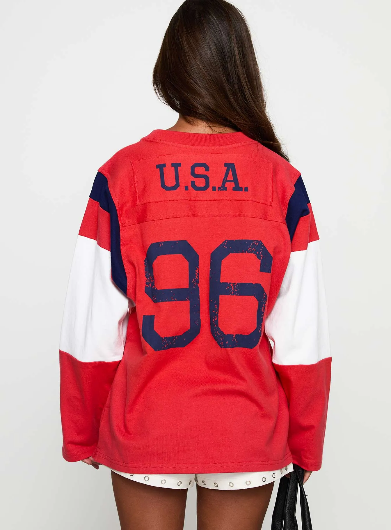 MLS 96 Retro Oversized Long Sleeve Top Red sold by Princess Polly product image thumbnail 5