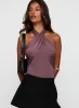 Shoot A Shot Wrap Detail Bodysuit Plum sold by Princess Polly