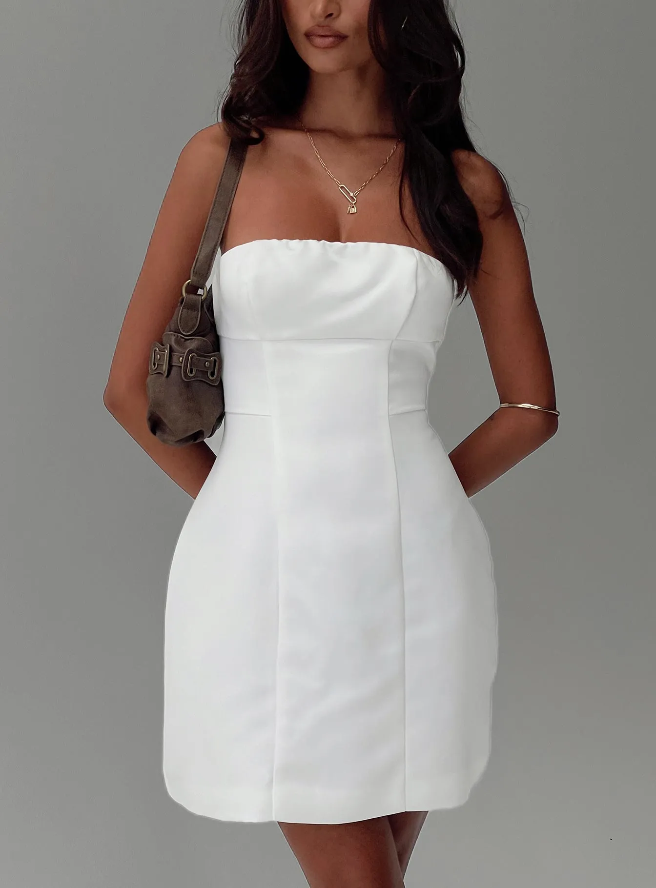 Gywneira Strapless Mini Dress White sold by Princess Polly