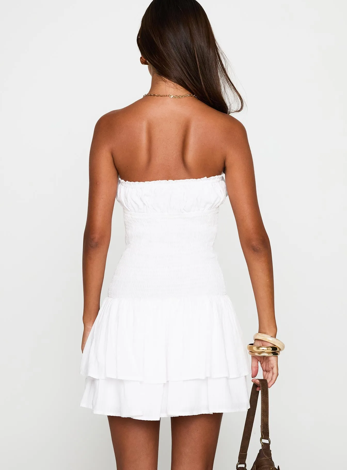 Delfie Strapless Mini Dress White sold by Princess Polly product image thumbnail 5