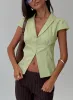 Crowd Control Collared Top Sage sold by Princess Polly