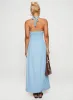 Mallorie Halter Maxi Dress Blue / Black Polka sold by Princess Polly