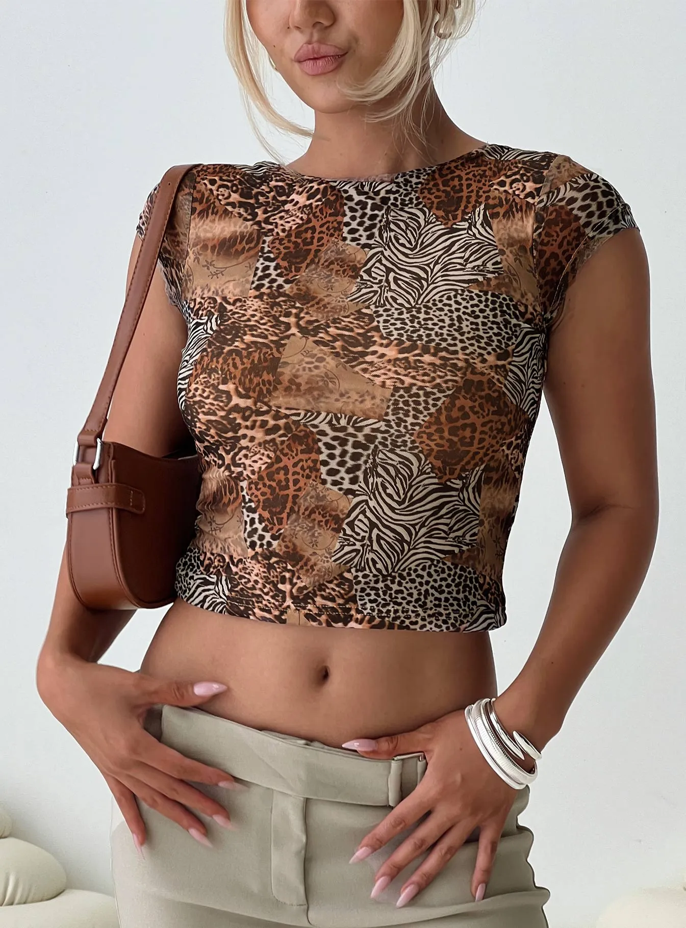 Tied In Short Sleeve Top Leopard sold by Princess Polly